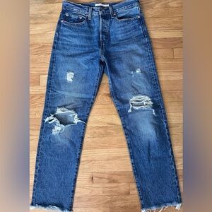 Levi's Women’s Distressed Wedgie Straight Leg Blue Jeans